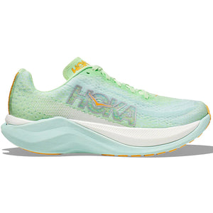 Hoka Women's Mach X Running Shoe Lime Glow / Sunlit Ocean - achilles heel