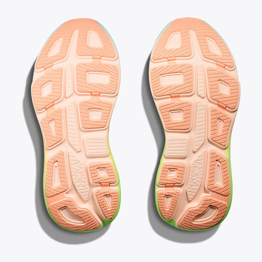 Hoka Men's Bondi 9 Running Shoes Frost / Pale Tangerine - achilles heel