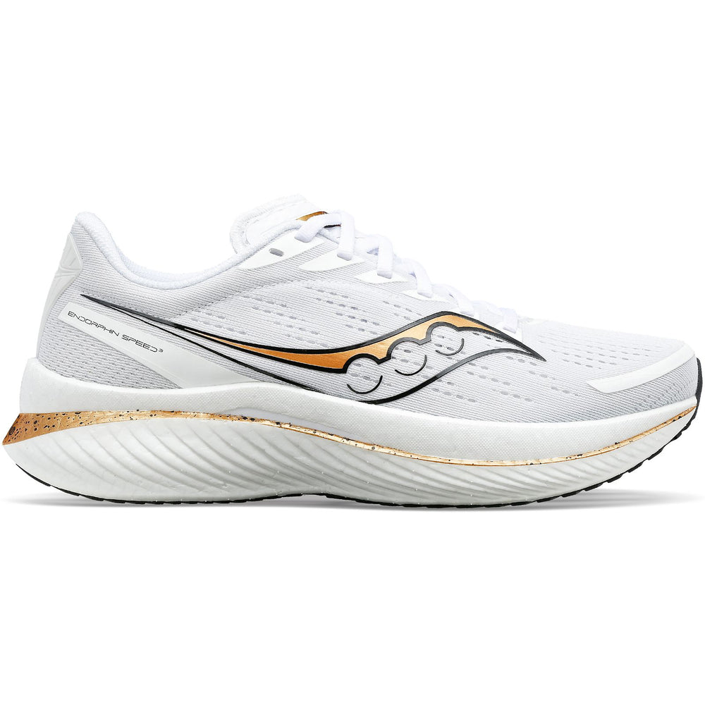 Saucony Men's Endorphin Speed 3 Running Shoes White / Gold - achilles heel