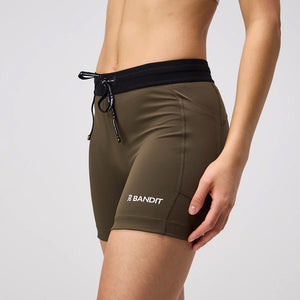 Bandit Women's Stamina 5 Inch Compression Shorts Dark Fatigue - achilles heel