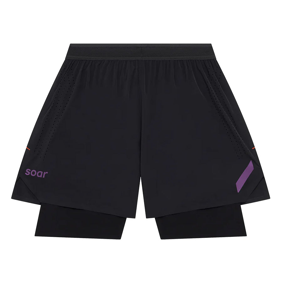 Soar Men's Dual Run Shorts Black - achilles heel