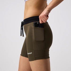 Bandit Women's Stamina 5 Inch Compression Shorts Dark Fatigue - achilles heel