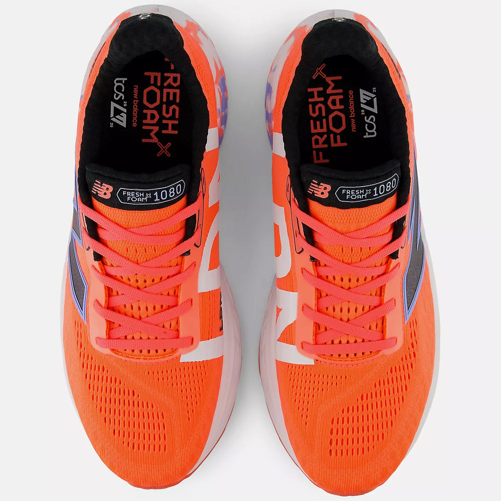 New Balance Men's London Marathon 1080v14 Running Shoes Urgent Red / White / Black - achilles heel