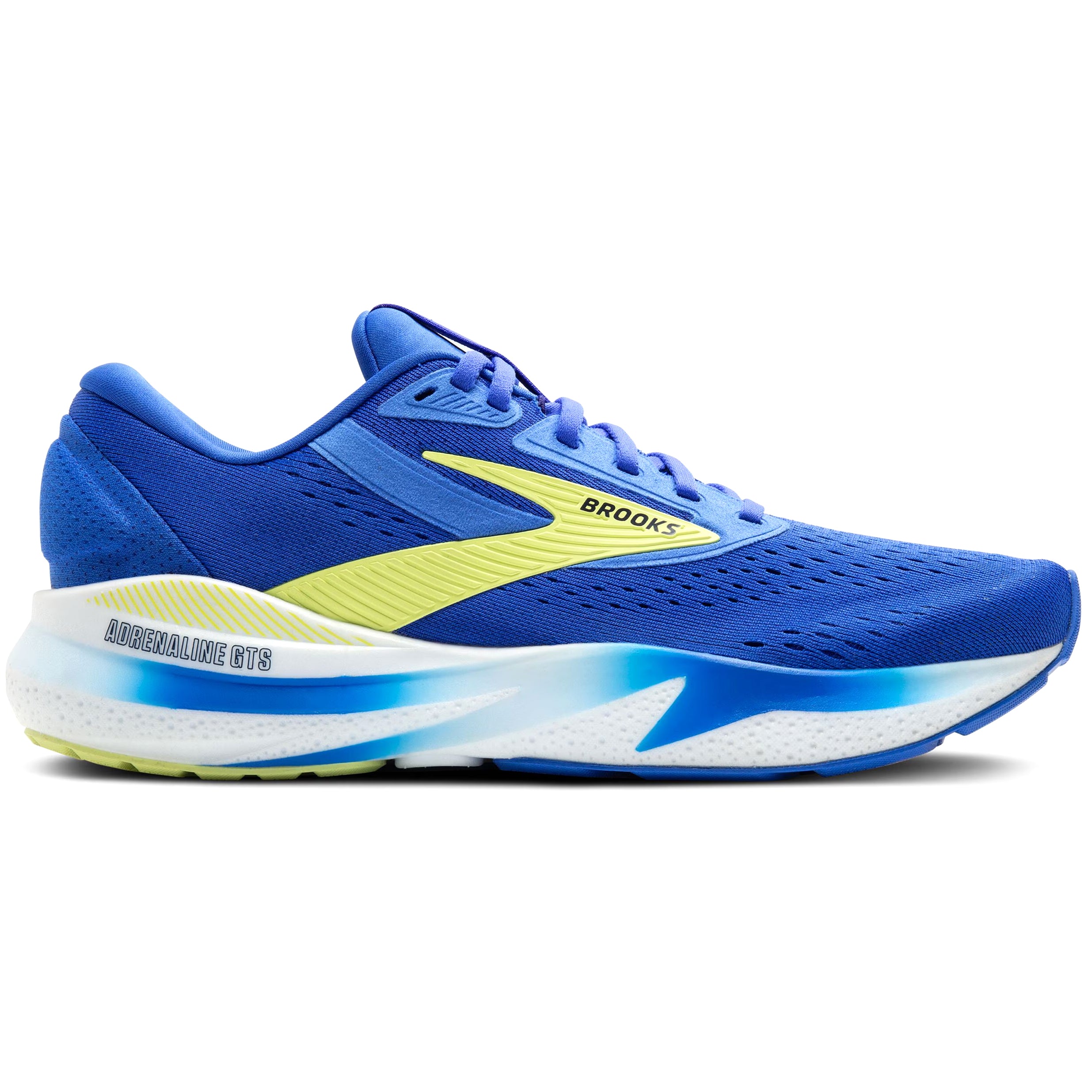 Brooks Men's Adrenaline GTS 24 Wide Fit Running Shoes Cobalt / Neo Yellow / Peacoat - Achilles Heel