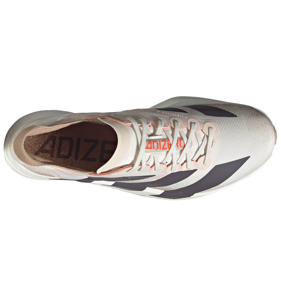Mens's Adizero Adios Pro 4 Running Shoes Chalk White / Grey Strata / Impact Orange - Achilles Heel