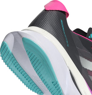 adidas Women's Adizero Boston 12 Grey Five / Crystal Jade / Lucid Pink - achilles heel