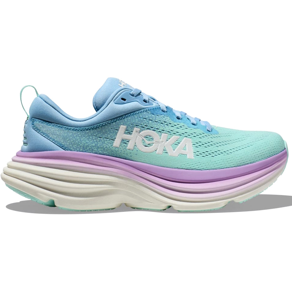 Hoka Women's Bondi 8 Running Shoe Airy Blue / Sunlit Ocean - achilles heel