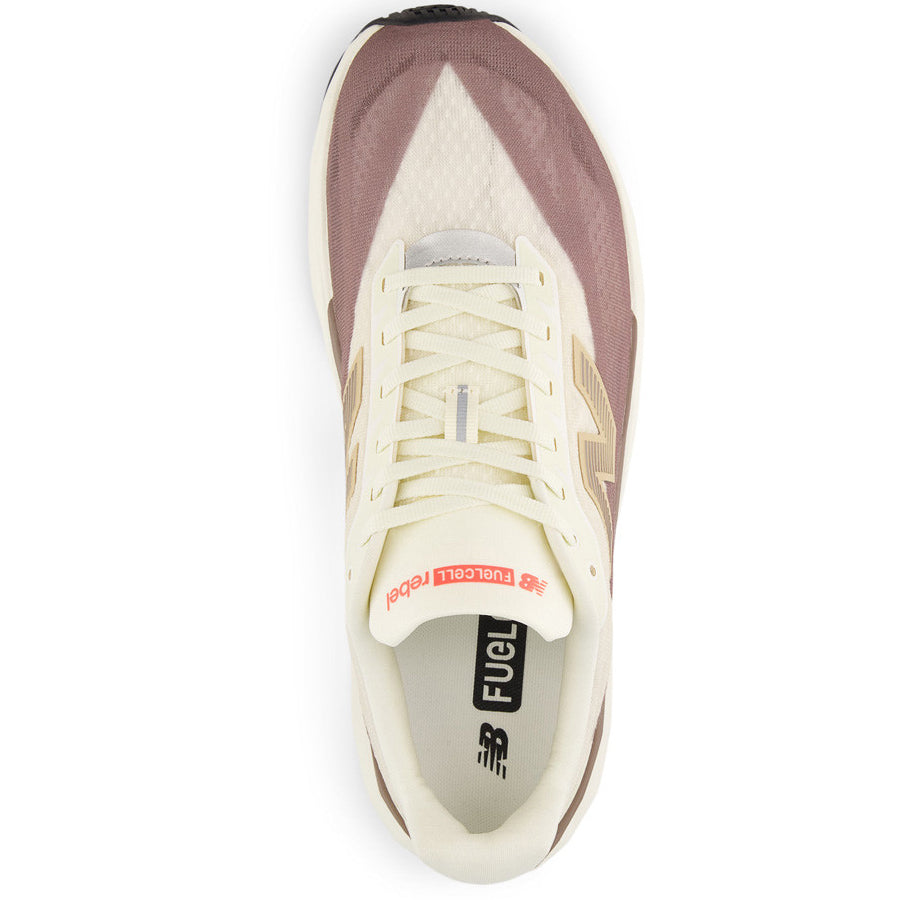 New Balance Men's Fuelcell Rebel v5 Running Shoes Angora / Earth Shadow / Sea Salt - achilles heel