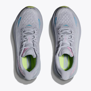 Hoka Women's Clifton 9 Wide Fit Running Shoes Gull / Sea Ice - achilles heel