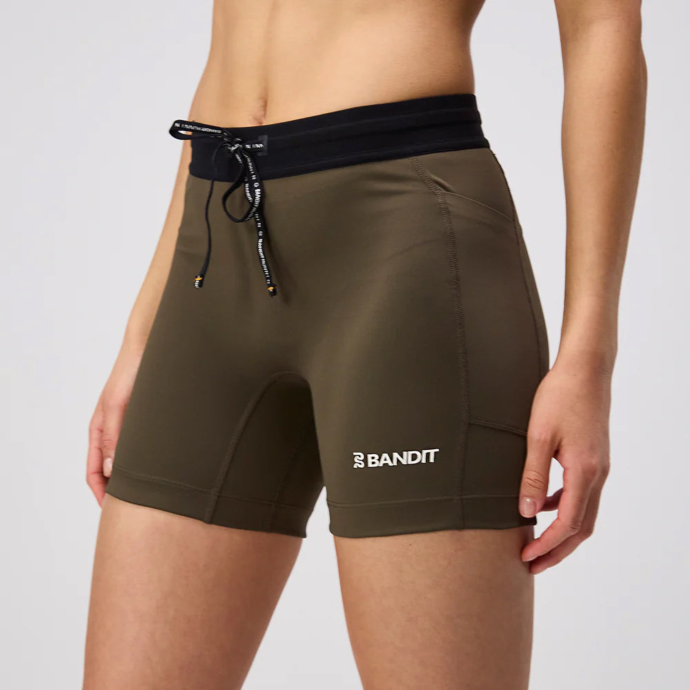 Bandit Women's Stamina 5 Inch Compression Shorts Dark Fatigue - achilles heel