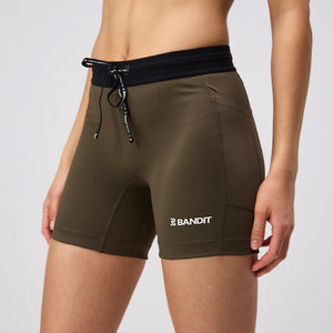 Bandit Women's Stamina 5 Inch Compression Shorts Dark Fatigue - achilles heel