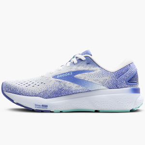 Brooks Women's Ghost 16 Running Shoes White / Amparo Blue / Limpet Shell - achilles heel