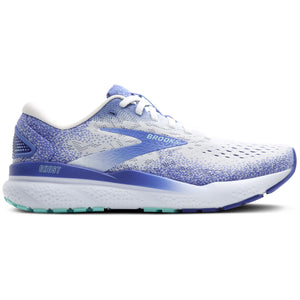 Brooks Women's Ghost 16 Running Shoes White / Amparo Blue / Limpet Shell - achilles heel