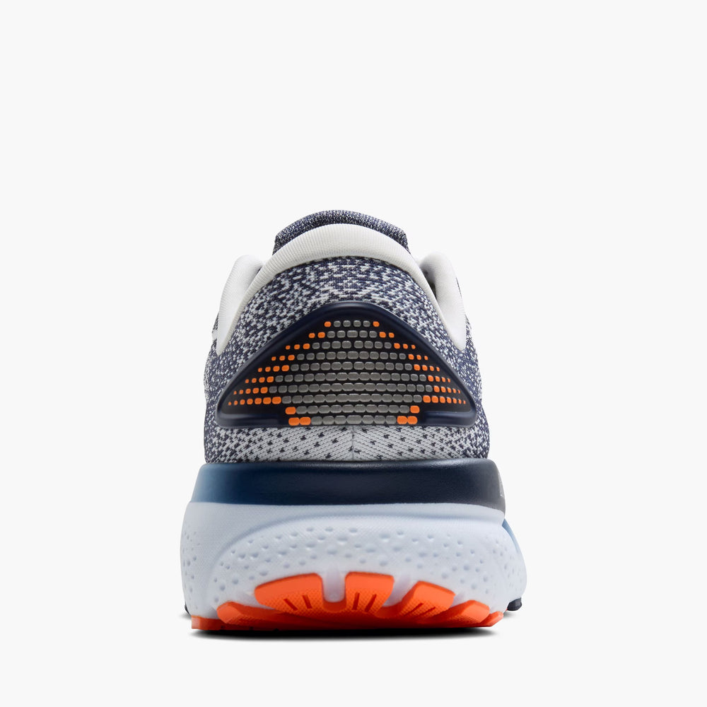 Brooks Men's Ghost 16 Running Shoes White / Peacoat / Orange - achilles heel