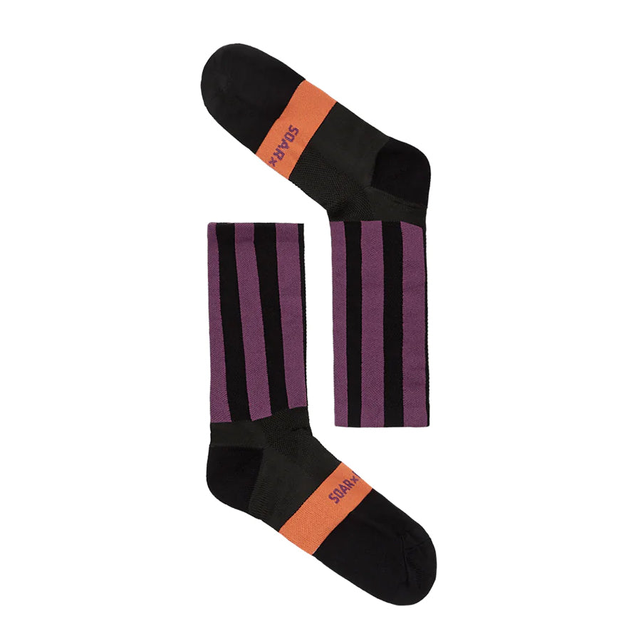 Soar Stripe Crew Socks Black / Purple - achilles heel
