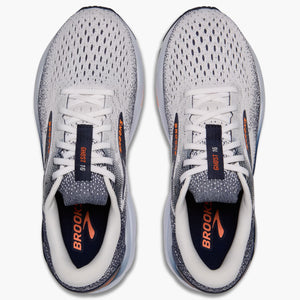 Brooks Men's Ghost 16 Running Shoes White / Peacoat / Orange - achilles heel