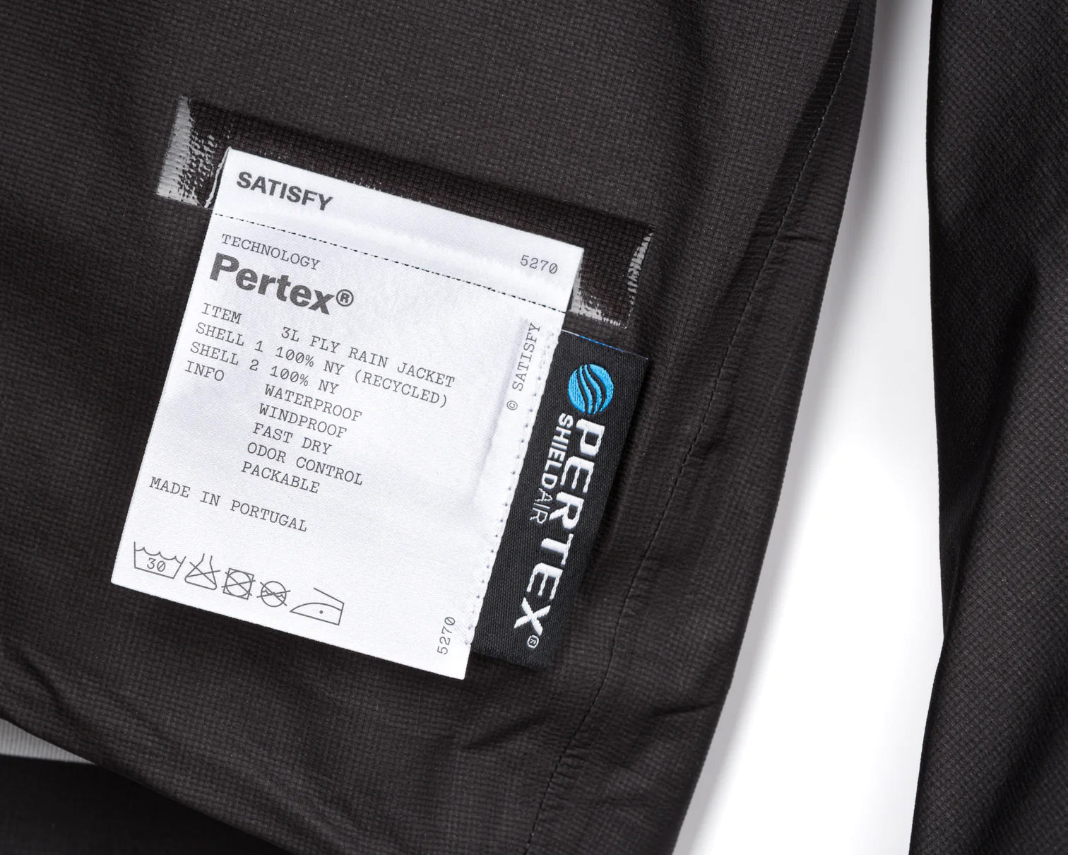Satisfy Pertex 3L Fly Rain Jacket Black - Achilles Heel