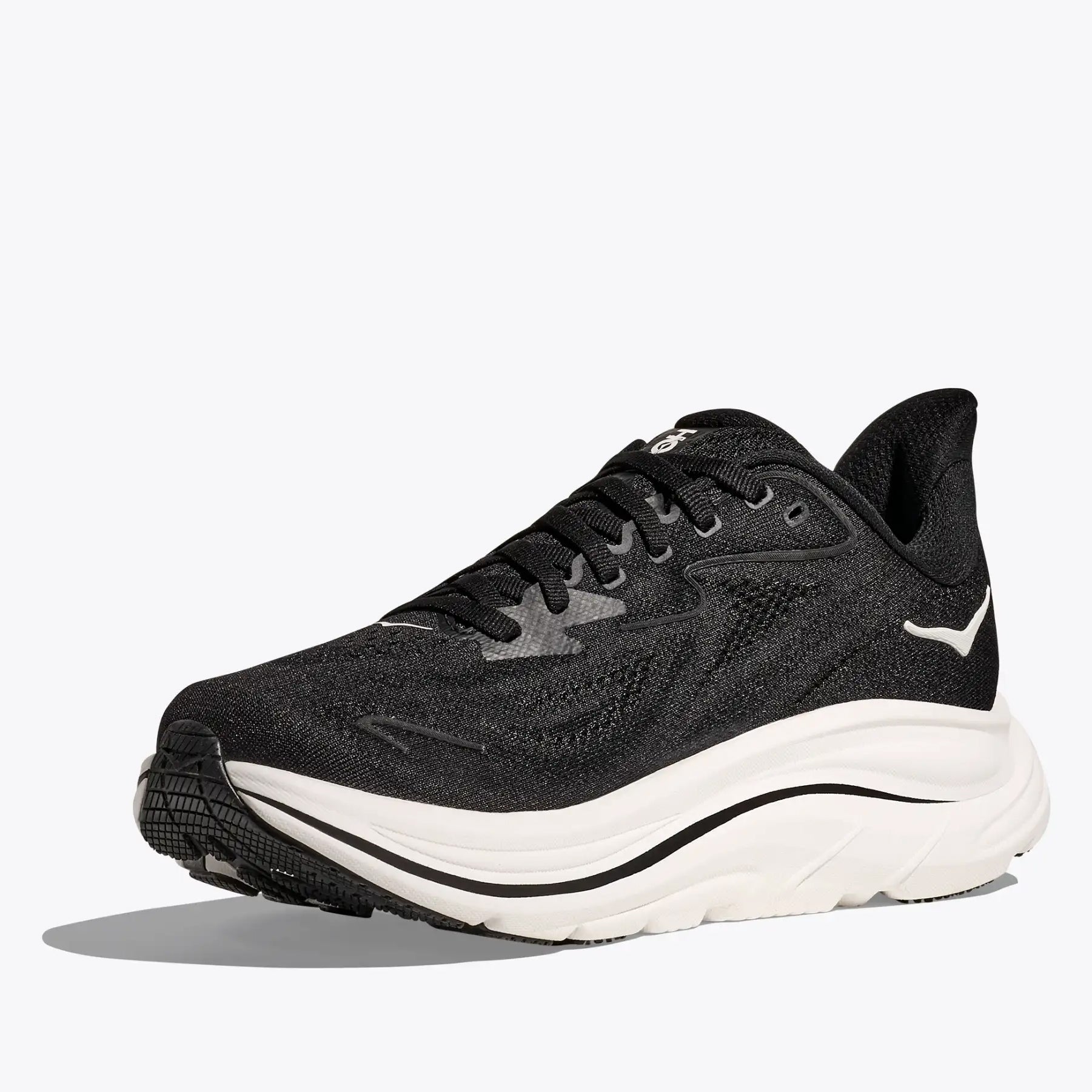 Women's Clifton 10 Wide Fit Running Shoes Black / White - Achilles Heel