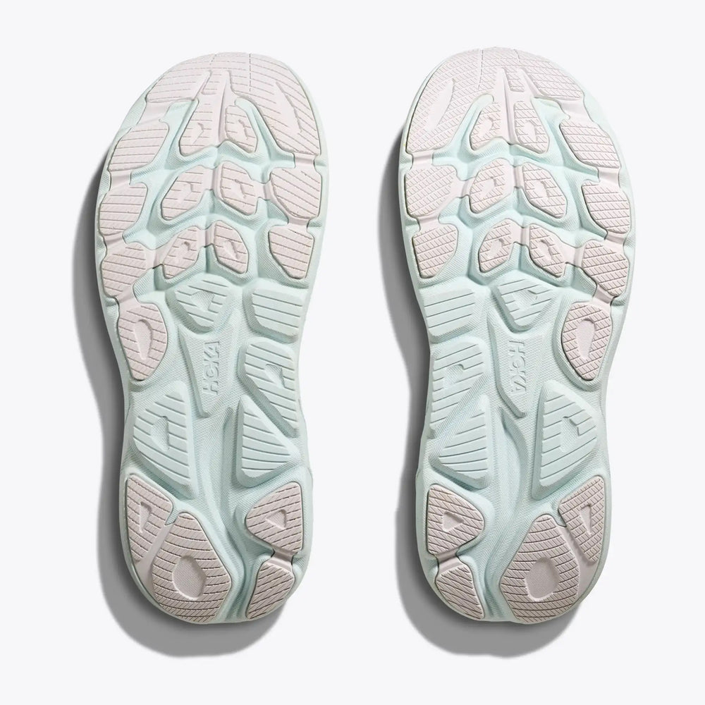 Hoka Women's Clifton 10 Running Shoes White / Cielo Blue - achilles heel