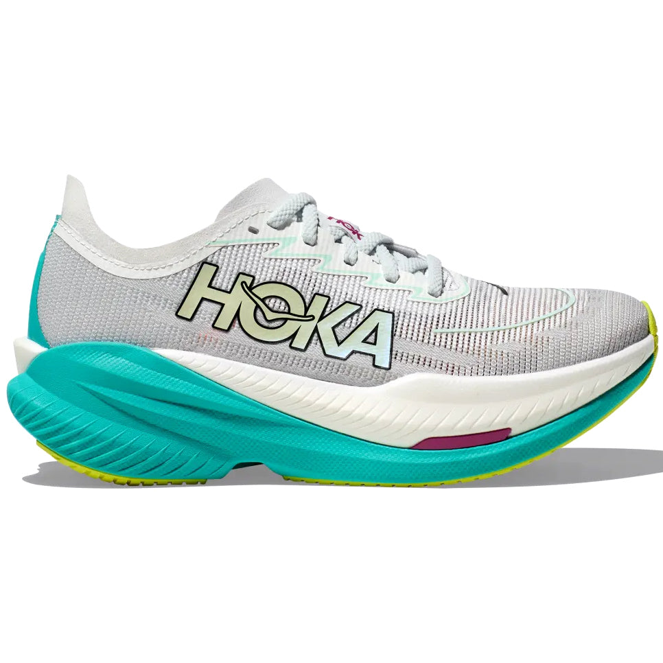 Hoka Women's Mach X 2 Running Shoes Frost / Electric Aqua - Achilles Heel