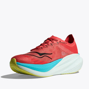 Hoka Men's Mach X 2 Running Shoes Grapefruit / Electric Coral - achilles heel