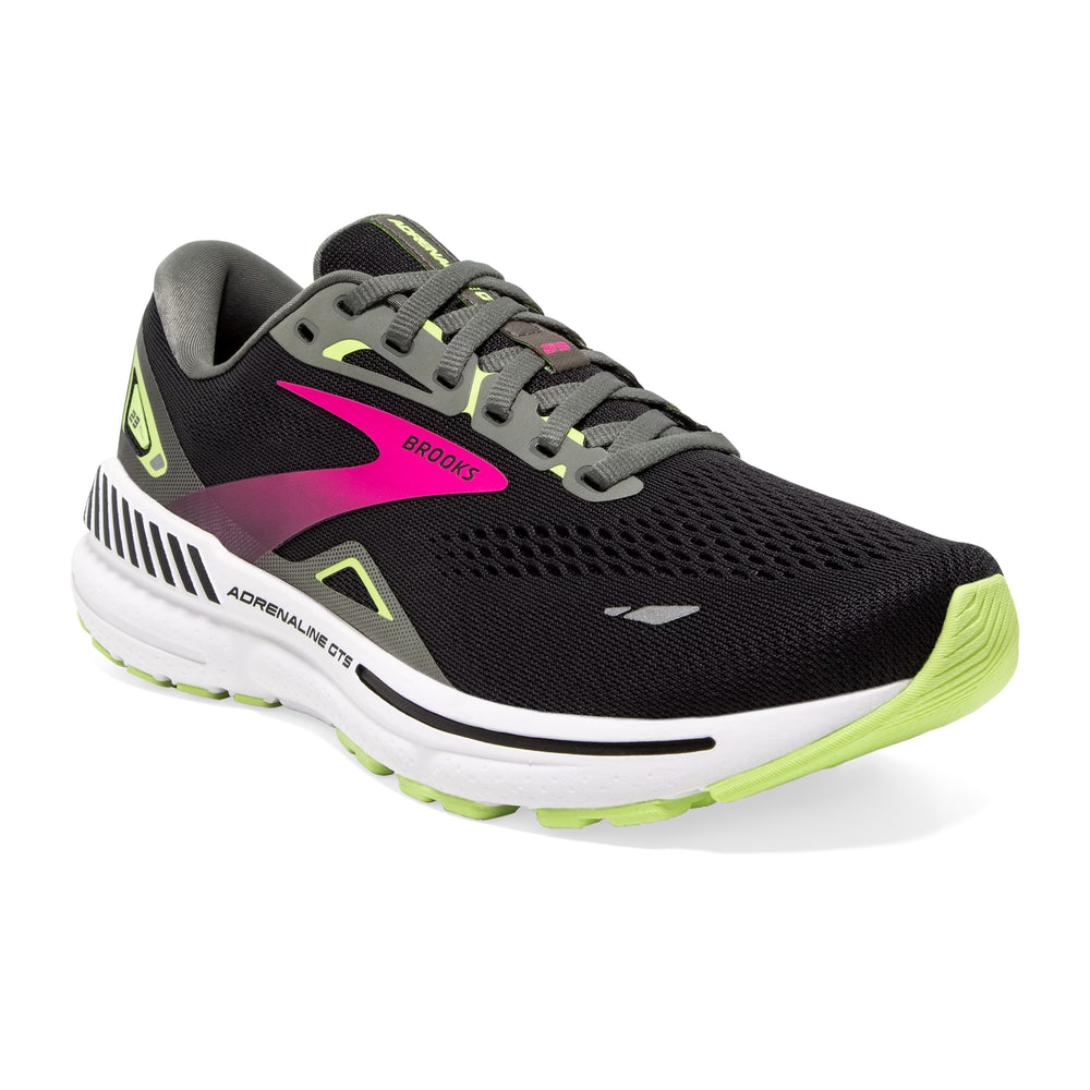 Brooks Women's Adrenaline GTS 23 Running Shoes Black / Gunmetal / Sharp Green - achilles heel