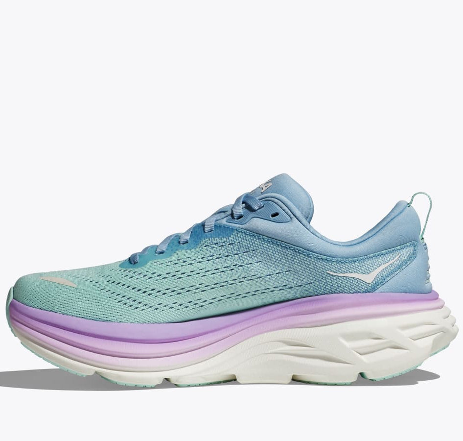 Hoka Women's Bondi 8 Running Shoe Airy Blue / Sunlit Ocean - achilles heel