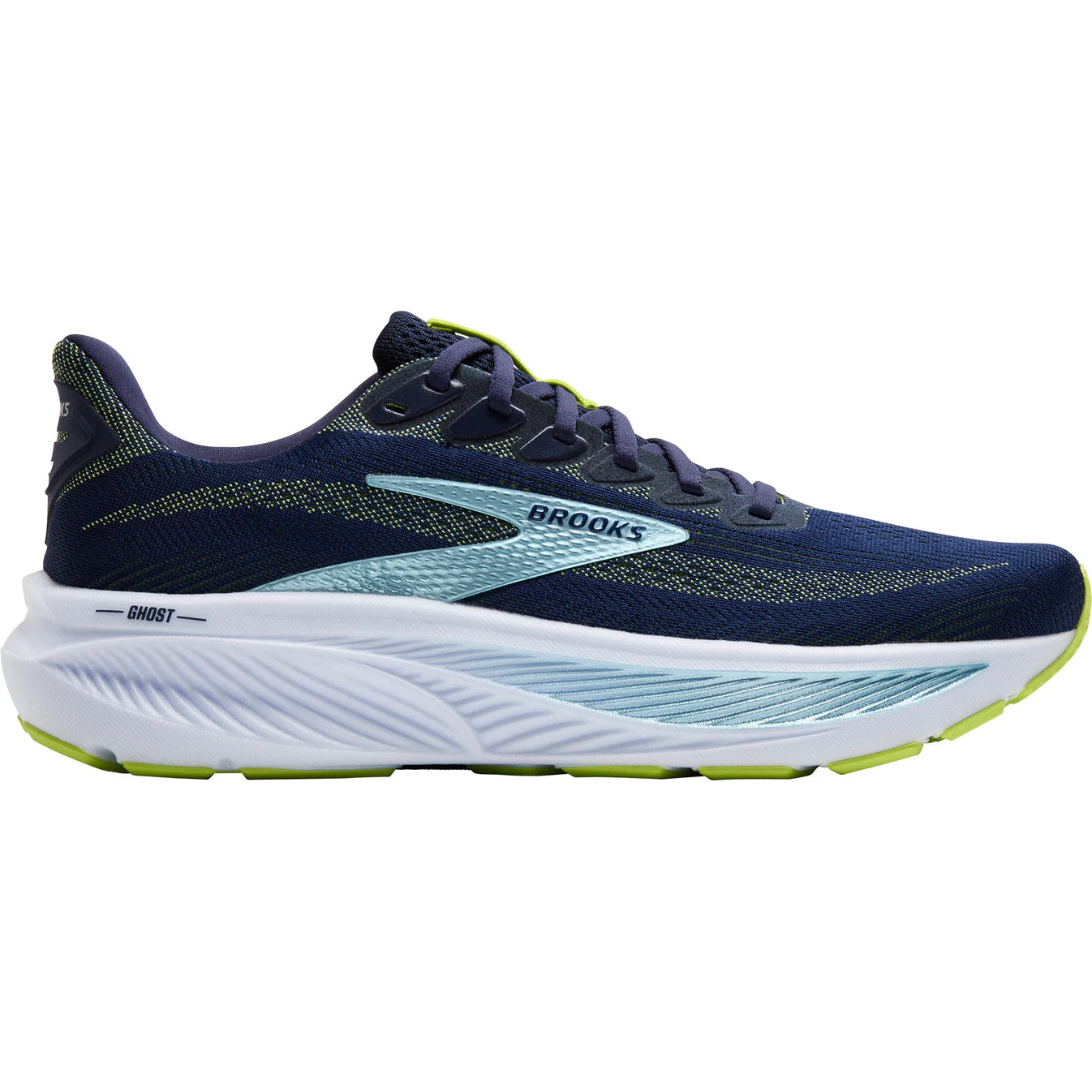 Men's Ghost 17 Wide Fit Running Shoes Peacoat / Lime / Blue - Achilles Heel