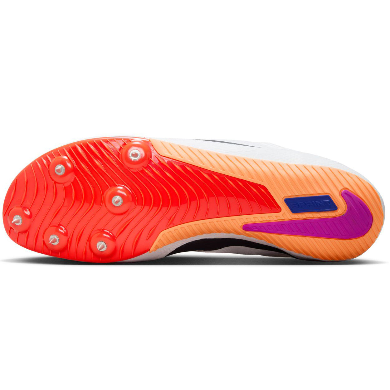 Zoom Rival Sprint Running Spikes White / Obsidian / Bright Crimson / Hyper Turquoise - Achilles Heel