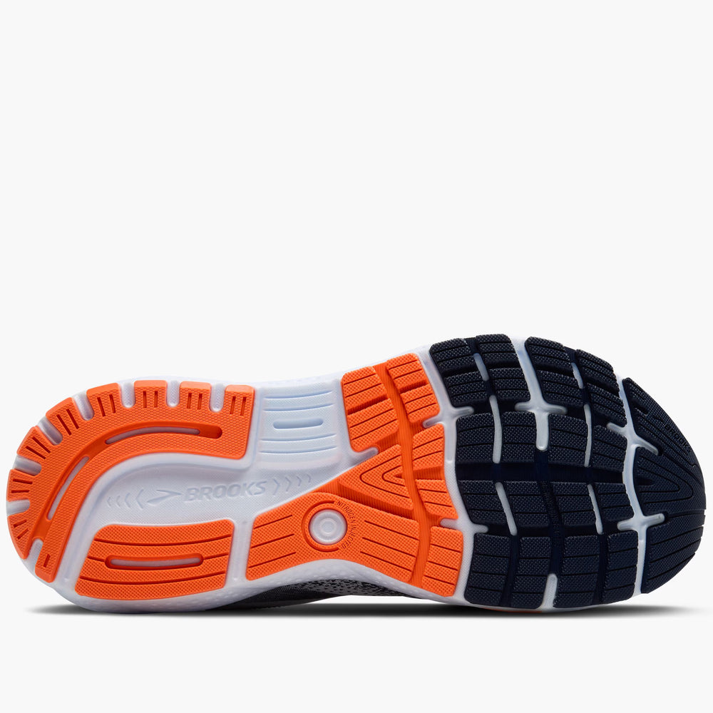 Brooks Men's Ghost 16 Running Shoes White / Peacoat / Orange - achilles heel