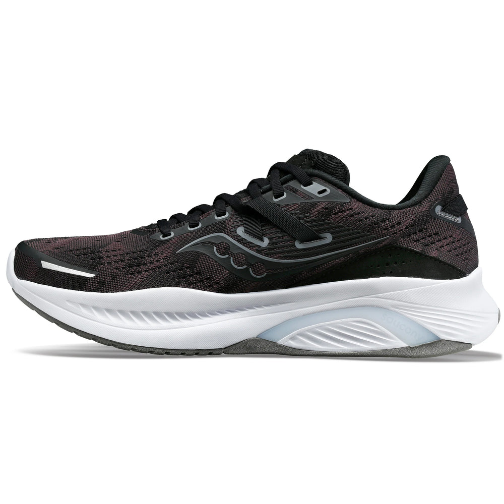 Saucony Men's Guide 16 Wide Fit Running Shoes Black / White - achilles heel