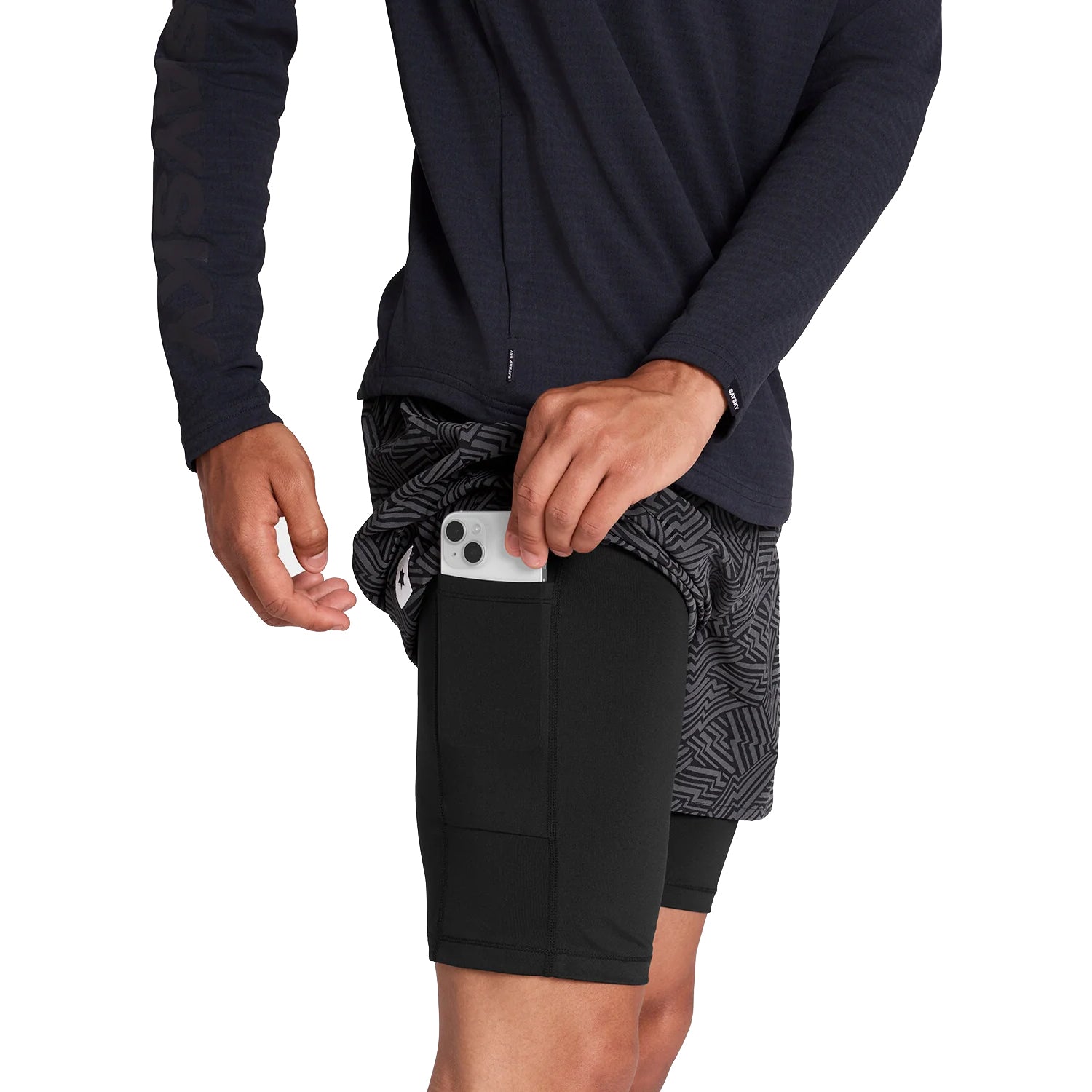 Men's Reflective 2 In 1 5 Inch Pace Shorts Black AOP