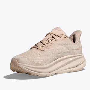 Hoka Women's Clifton 9 Running Shoes Shifting Sand / Eggnog - achilles heel