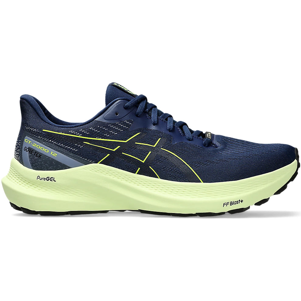 Asics Men's GT-2000 12 GORE-TEX Running Shoes Blue Expanse / Safety Yellow - Achilles Heel