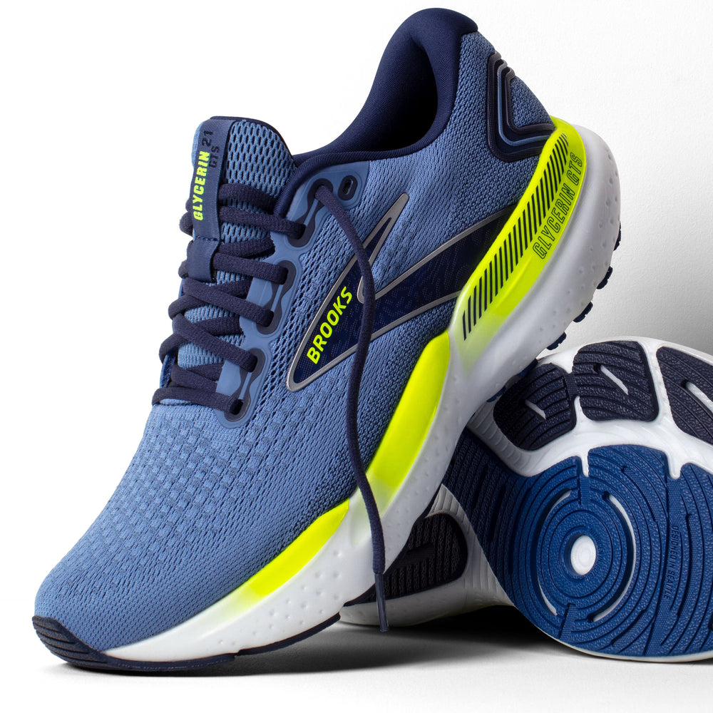 Brooks Men's Glycerin GTS 21 Running Shoes Blue / Peacoat / Nightlife - achilles heel