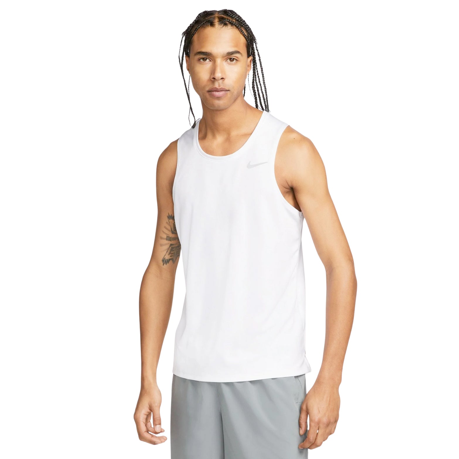 Nike Men's Dri-FIT Miler Tank White / Reflective Silver - Achilles Heel