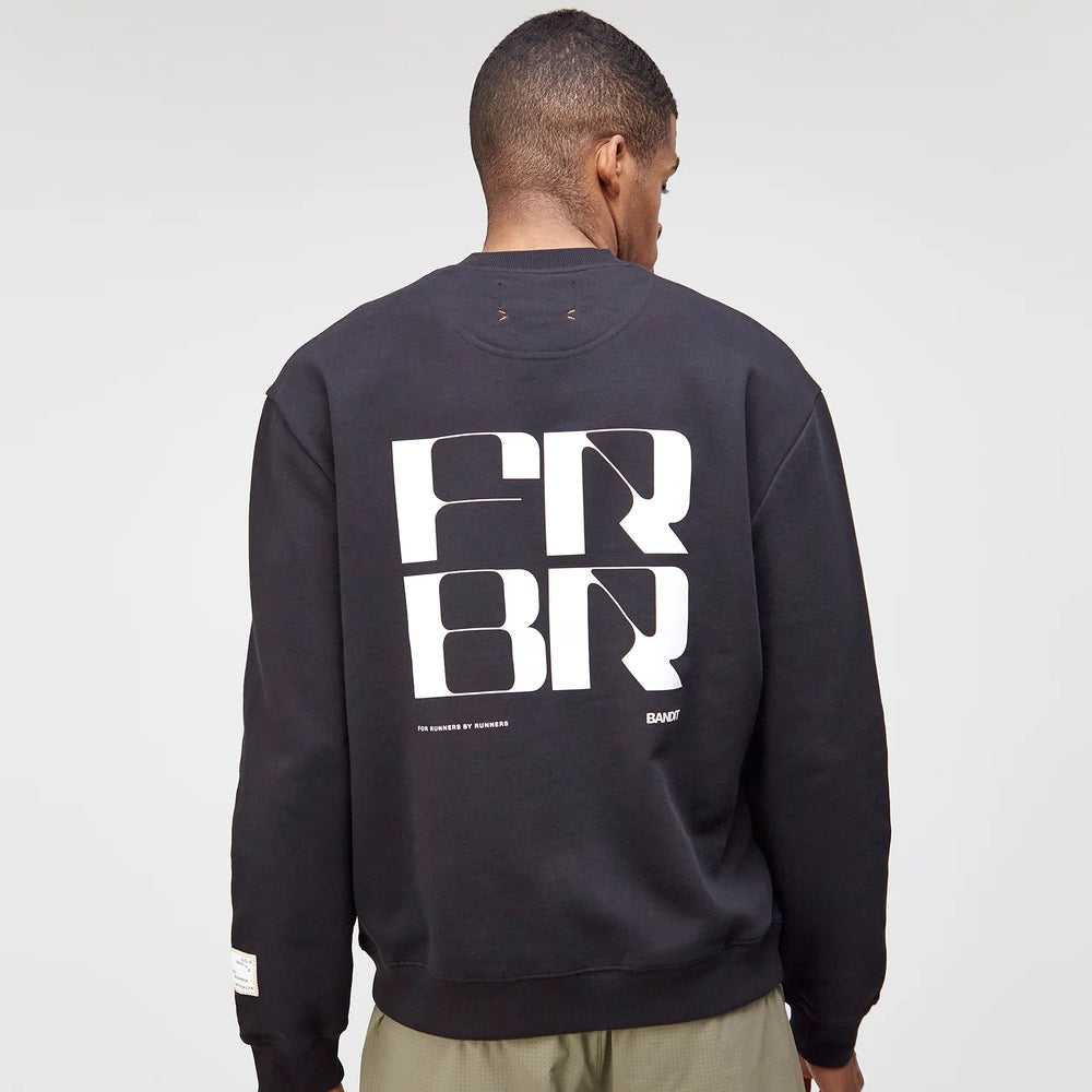 Bandit Cotton Fleece Abstract Grid Crewneck Black - achilles heel