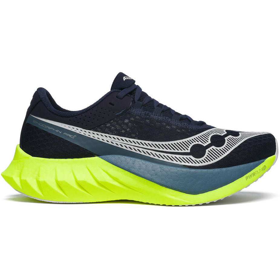 Saucony Men's Endorphin Pro 4 Running Shoes Navy / Citron - achilles heel