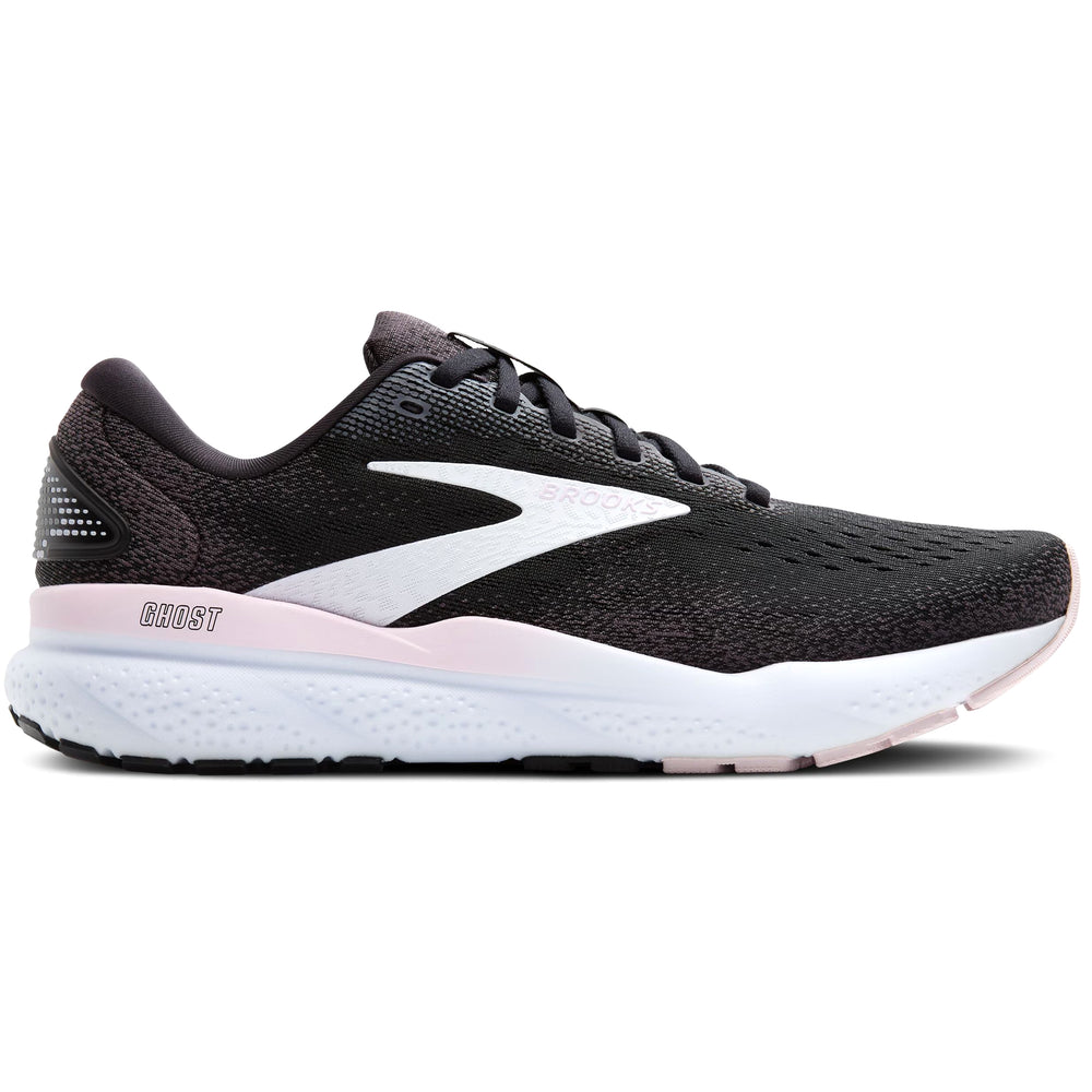 Brooks Women's Ghost 16 Running Shoes Black / White / Orchid Ice - achilles heel