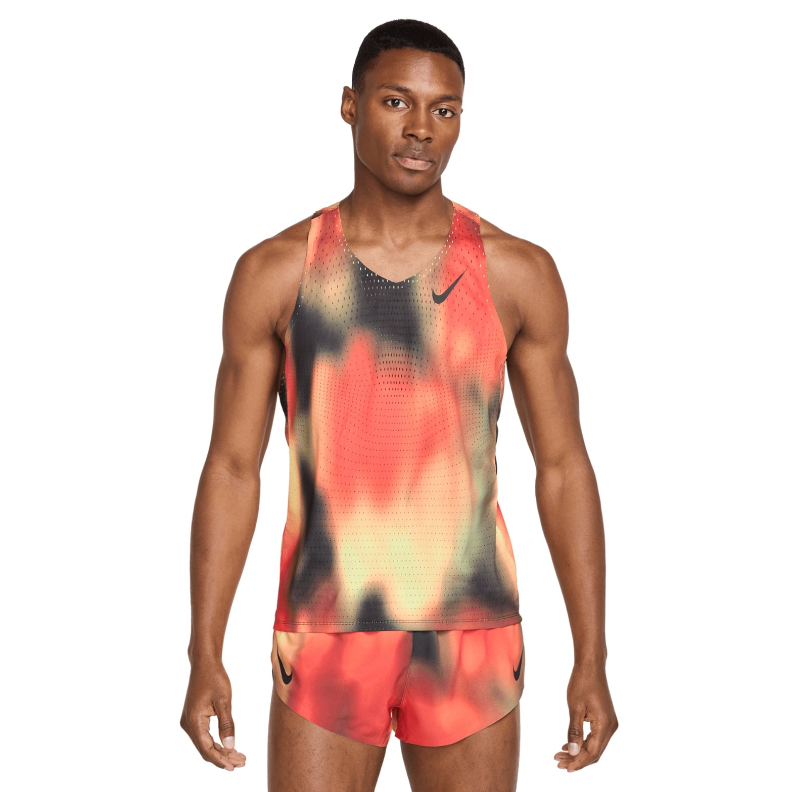 Nike Men's Dri-FIT AeroSwift ADV Running Vest Light Lemon Twist / Light Crimson / Black - Achilles Heel