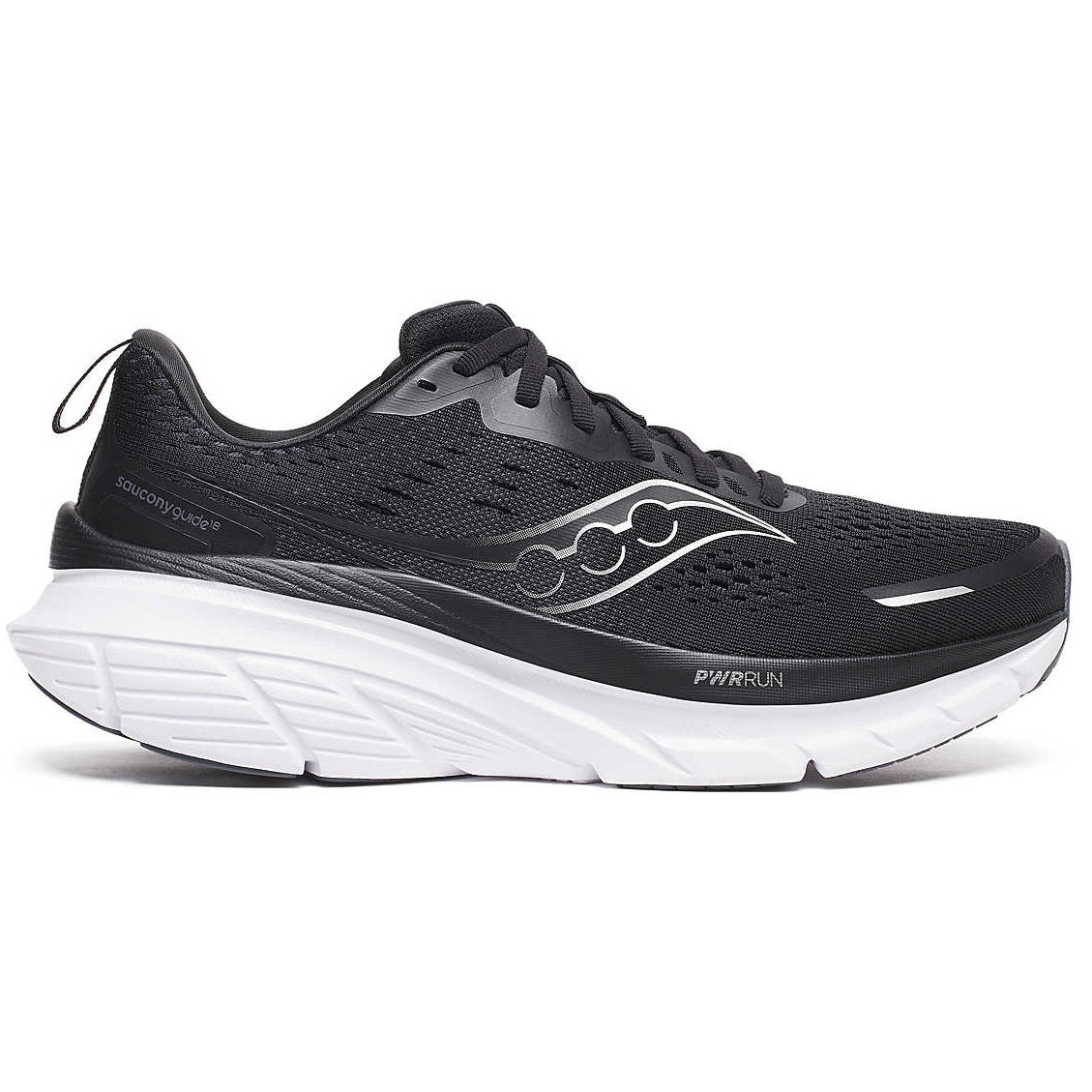 Saucony Men's Guide 18 Wide Fit Running Shoes Black / White - Achilles Heel