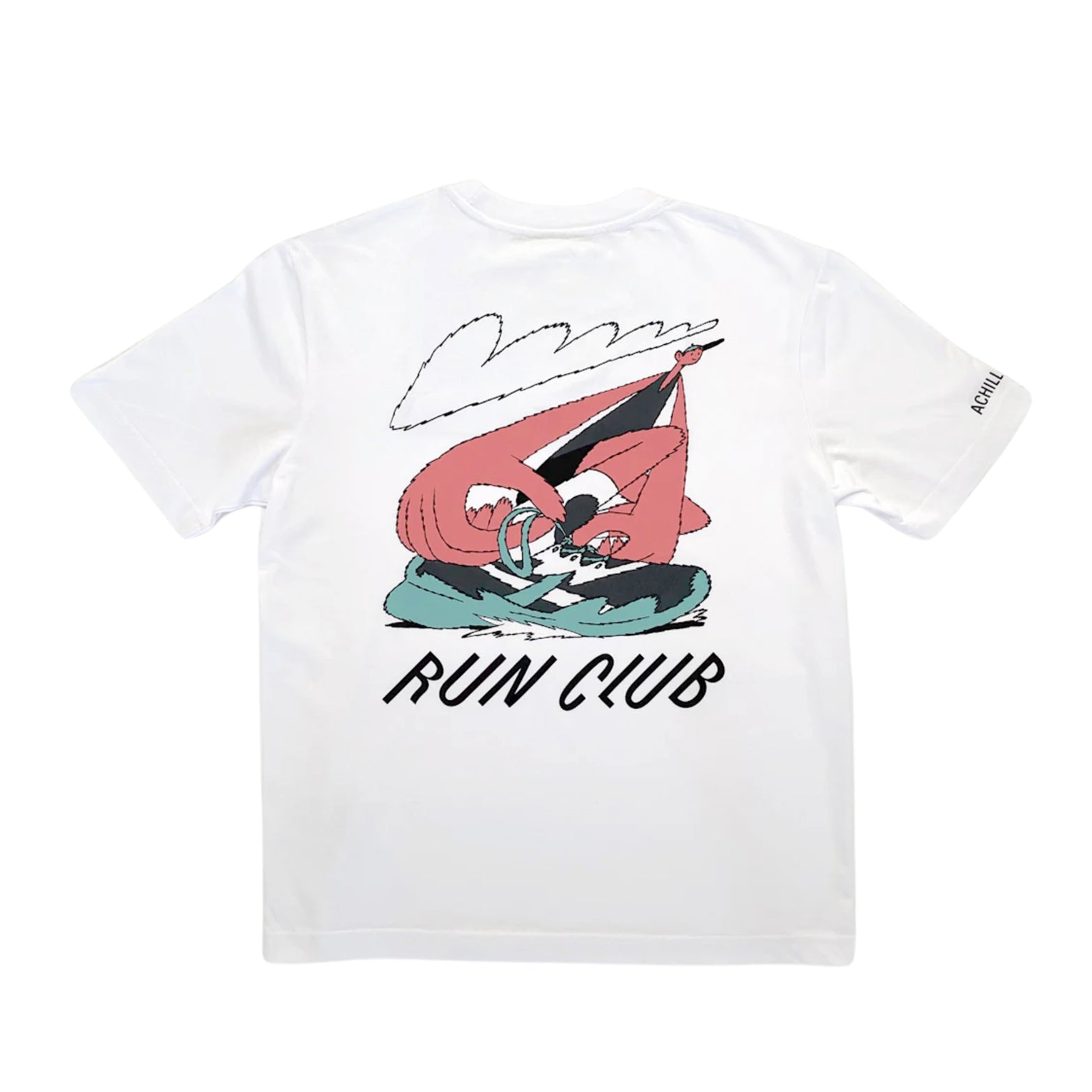 Achilles Heel x Jack Fletcher Run Club Graphic Casual Tee White - Achilles Heel