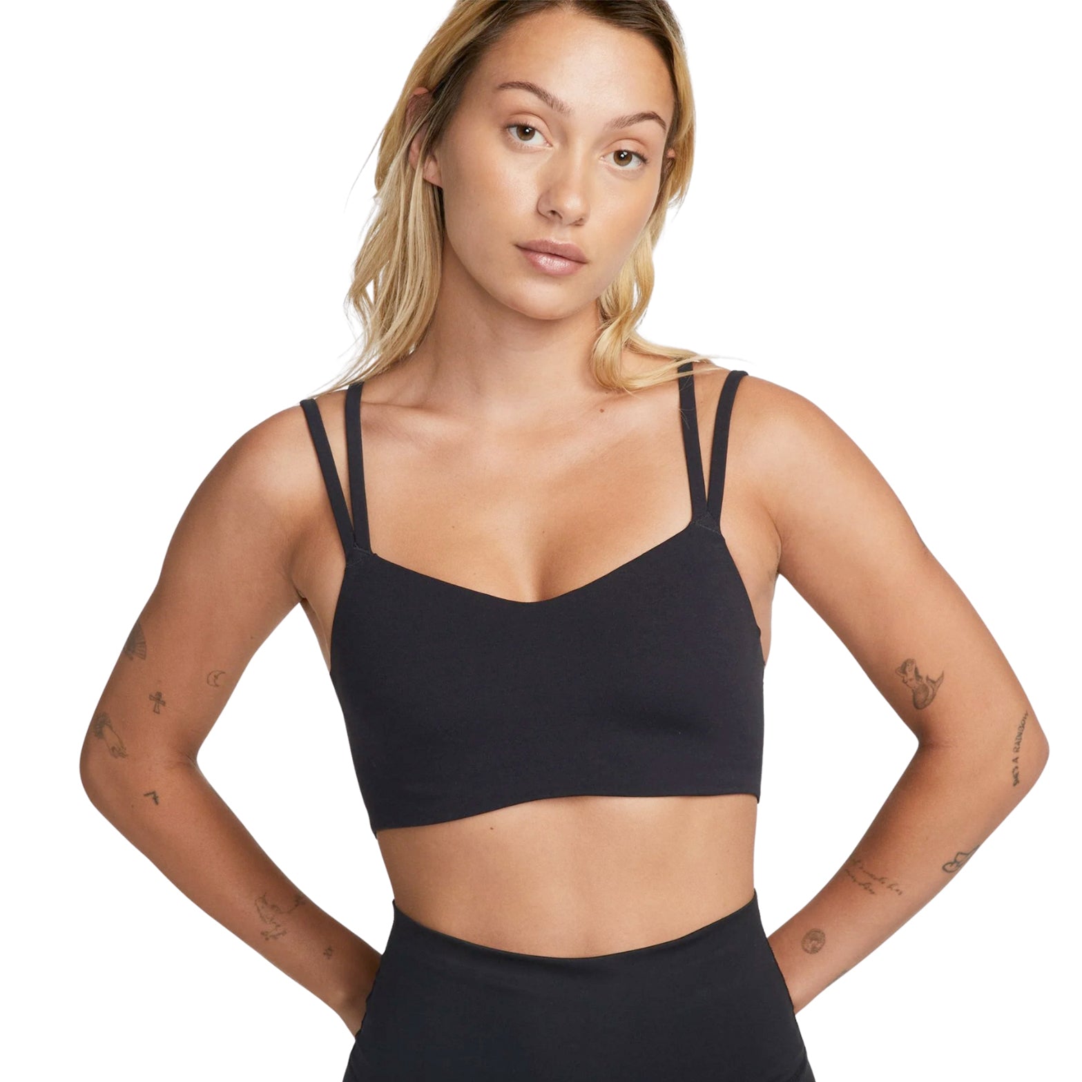 Nike Women's Dri-FIT Zenvy Strappy Sports Bra Black / Sail - Achilles Heel