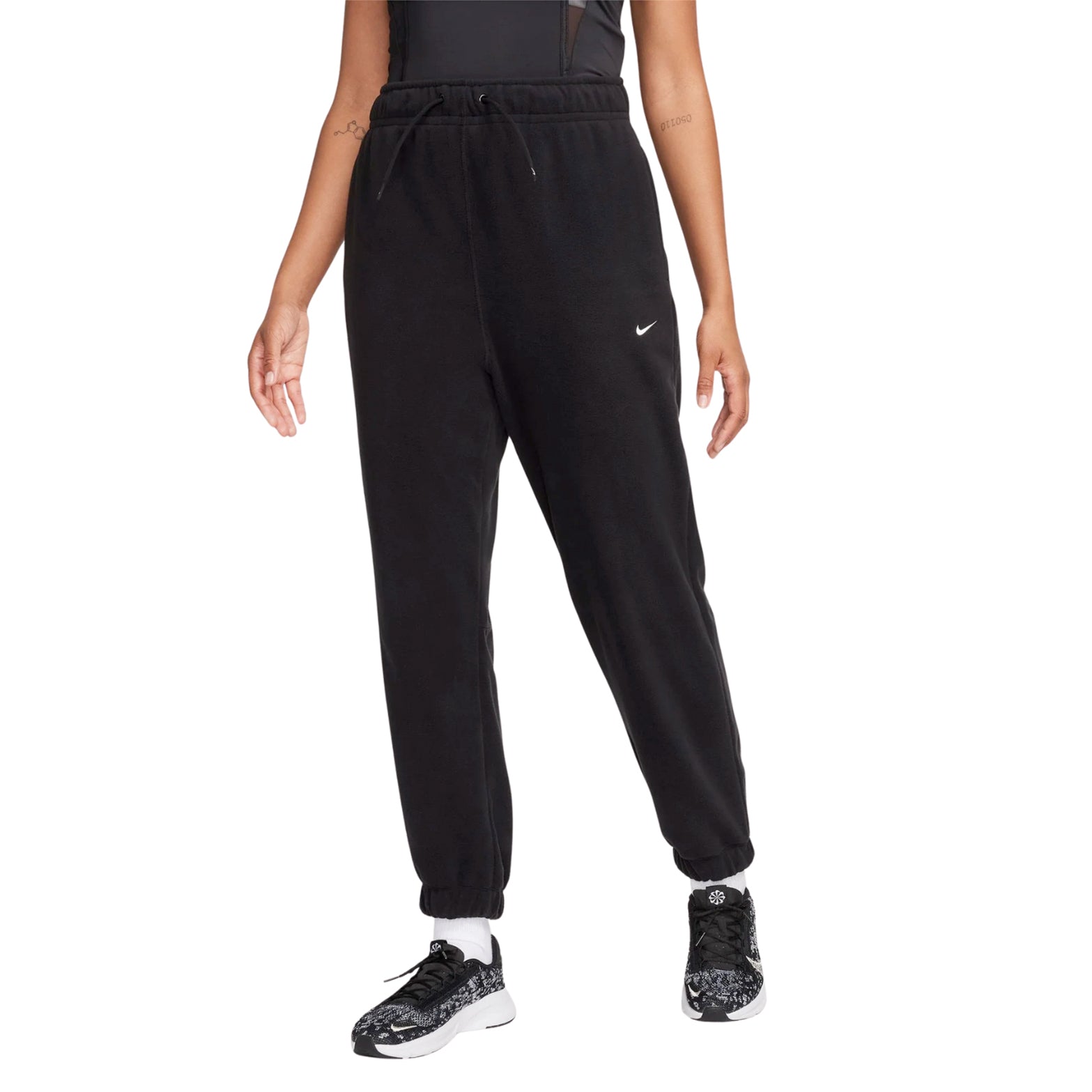 Nike Women's Therma-FIT One Loose Fleece Pants Black / Pale Ivory - Achilles Heel