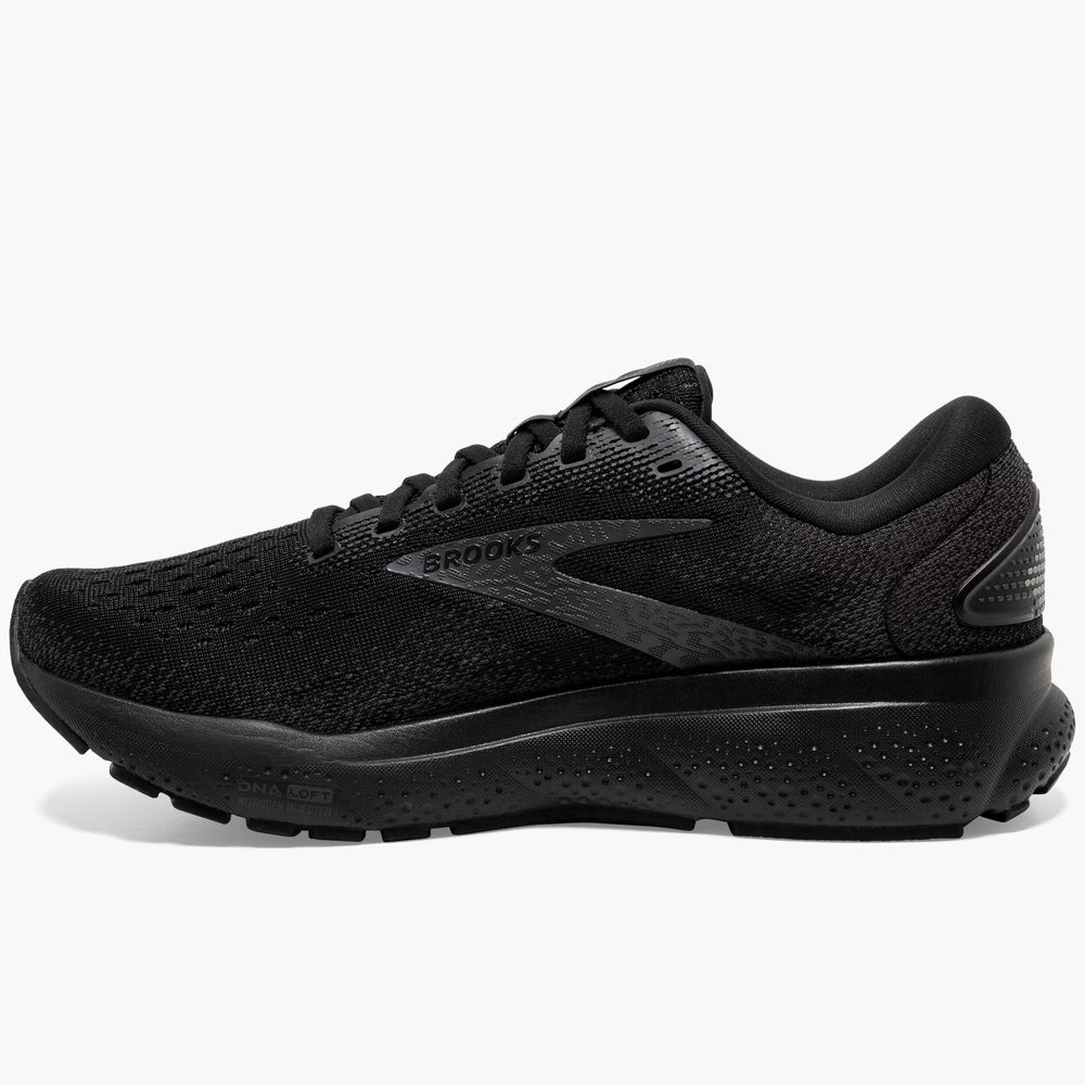 Brooks Men's Ghost 16 Wide Fit Running Shoes Black / Black / Ebony - achilles heel