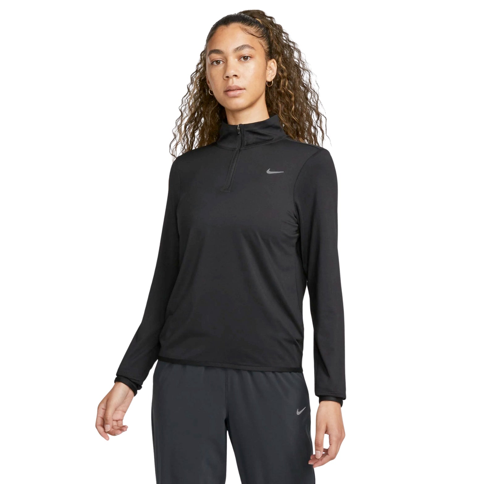 Nike Women's Dri-FIT Swift 1/4 Zip Running Top Black - Achilles Heel