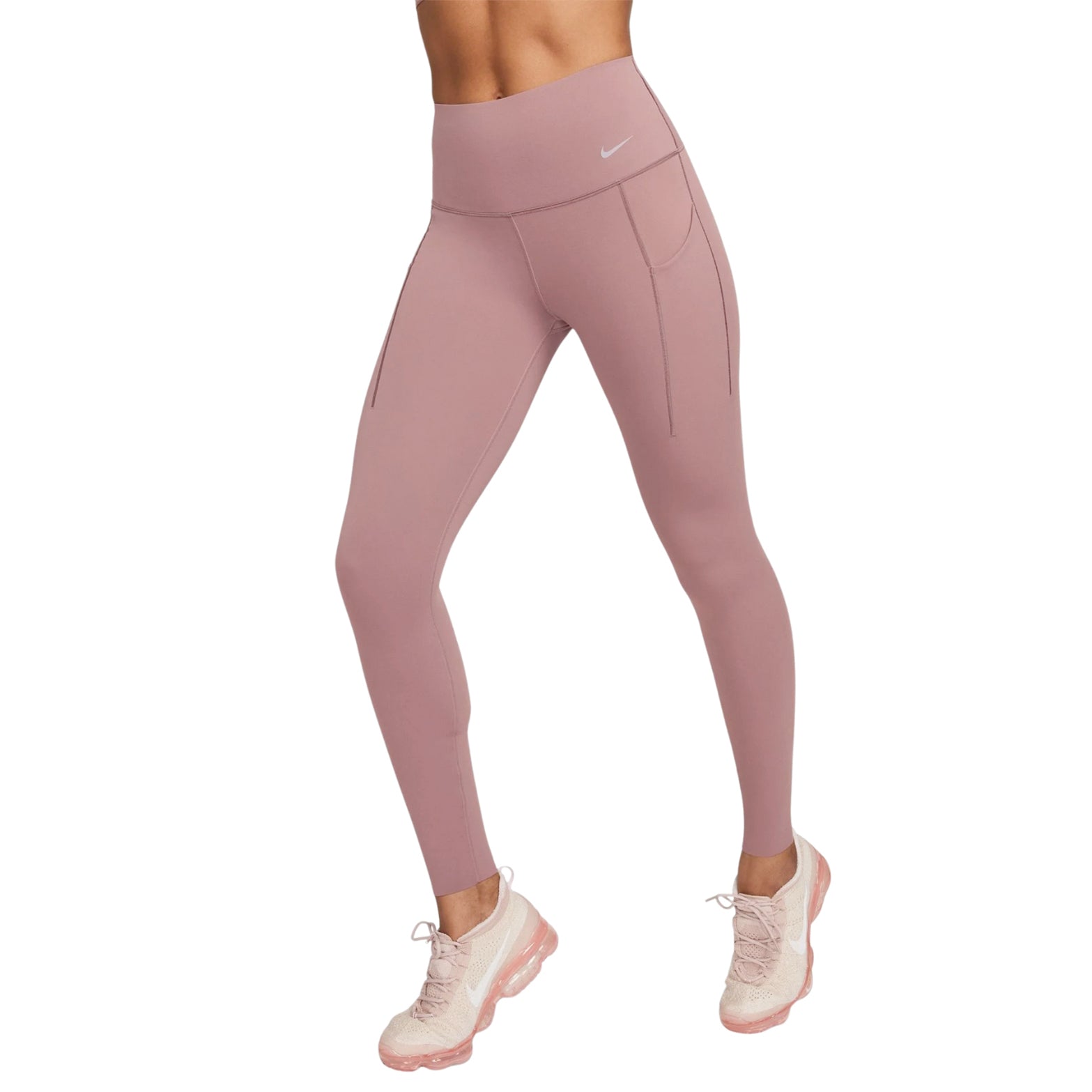 Nike Women's Universa Medium-Support High-Waisted Full Length Leggings Smokey Mauve / Black - Achilles Heel