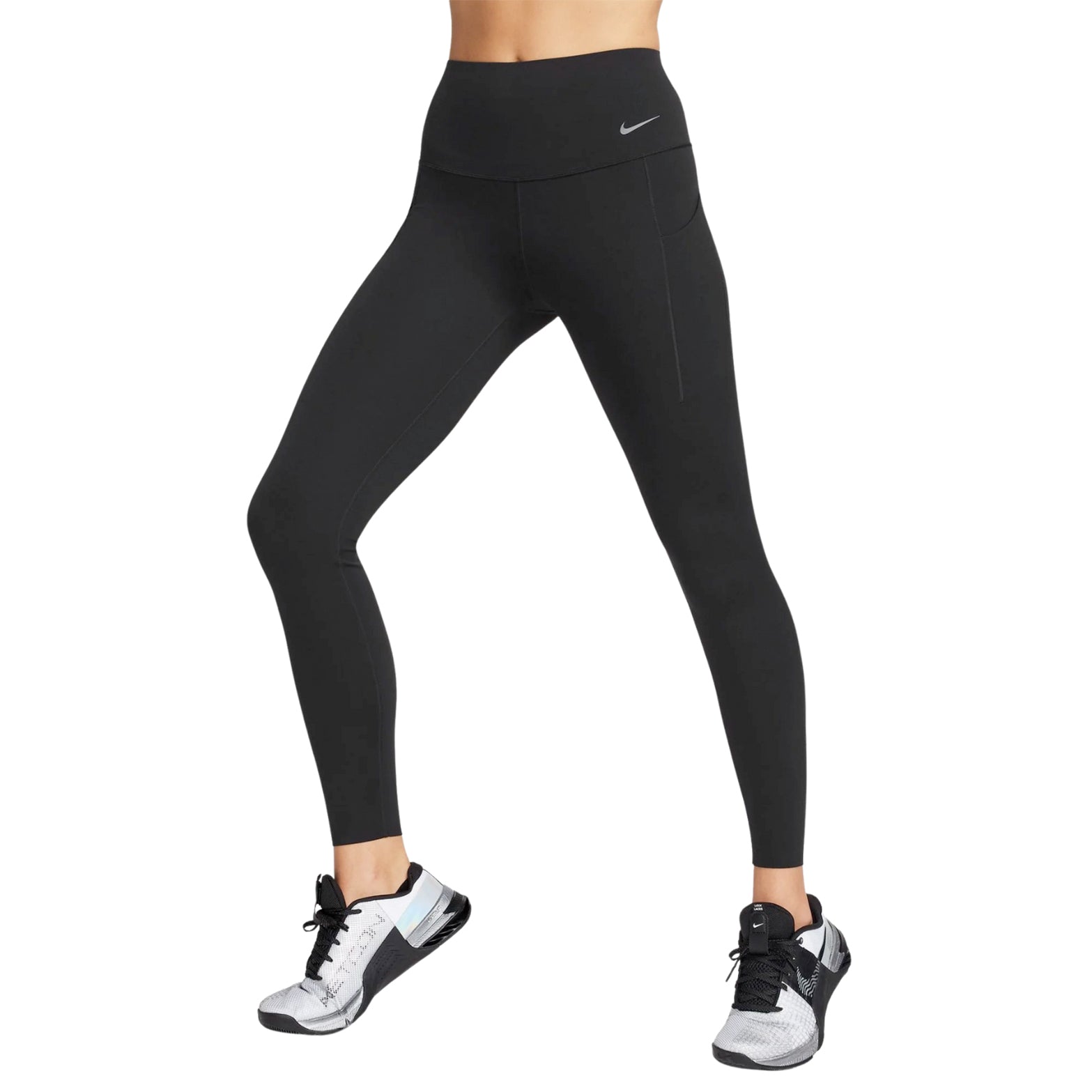 Nike Women's Universa Medium-Support High-Waisted Full Length Leggings Black - Achilles Heel