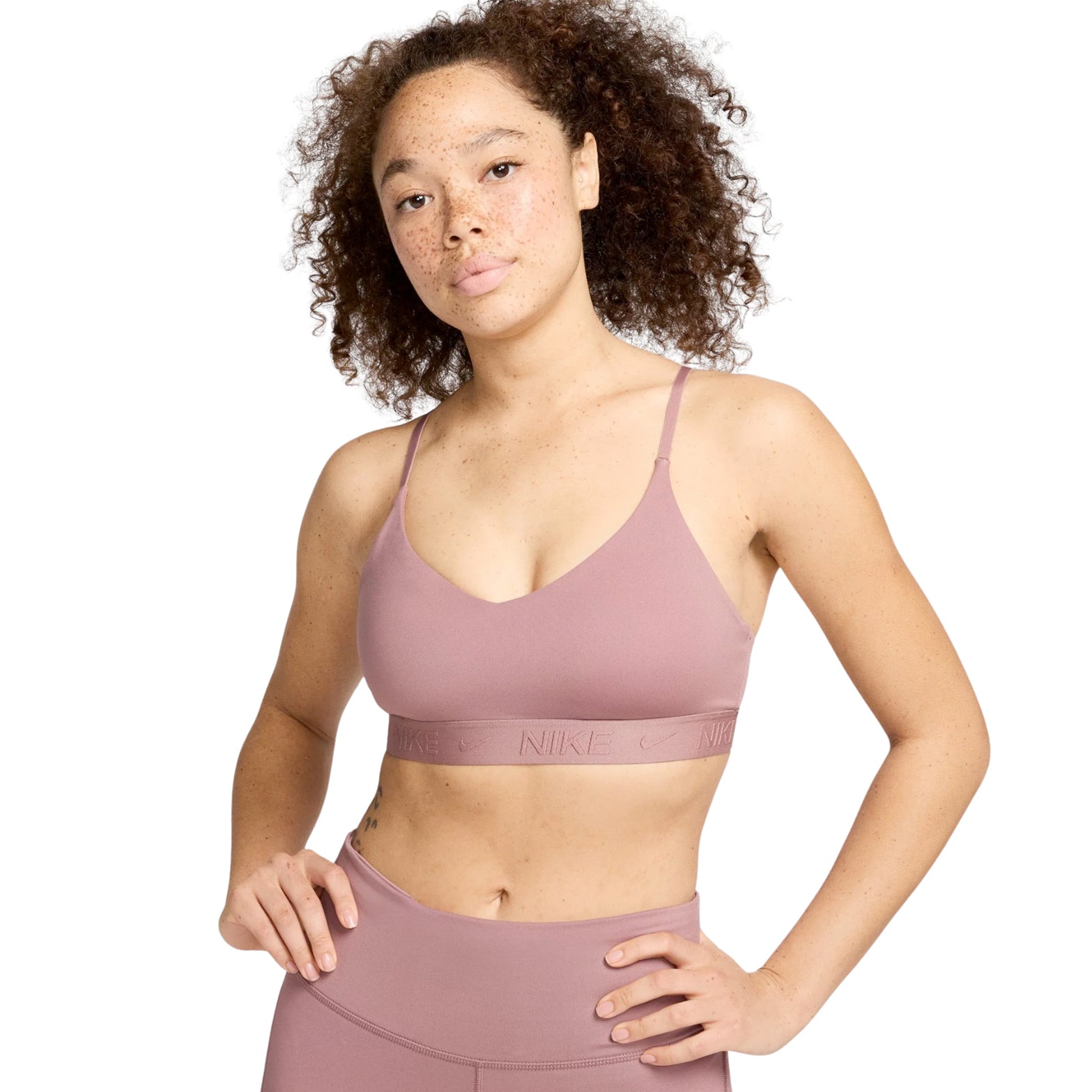 Nike Women's Indy Light-Support Sports Bra Smokey Mauve / Black - Achilles Heel