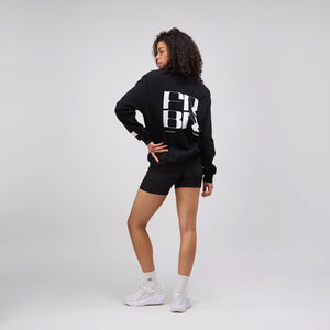 Bandit Cotton Fleece Abstract Grid Crewneck Black - achilles heel